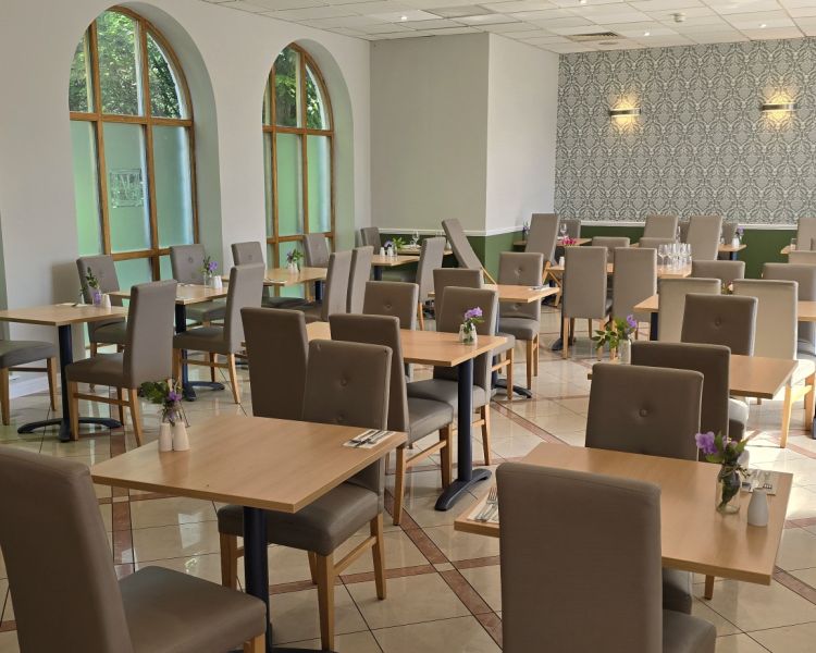 the brasserie restaurant at a manor house hotel in hertfordshire
