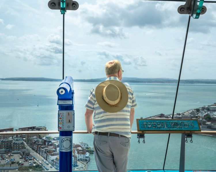 A guest samples the view