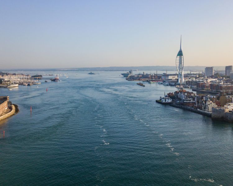 An aerial view of Portsmouth Harbour