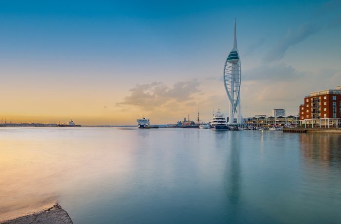 Spinnaker Tower on a clear evening