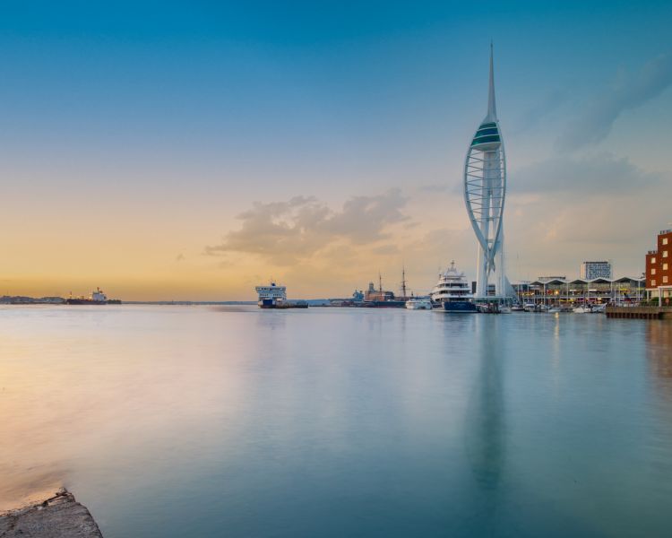 Spinnaker Tower on a clear evening