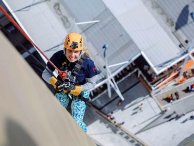Lady abesiling down spinnaker tower