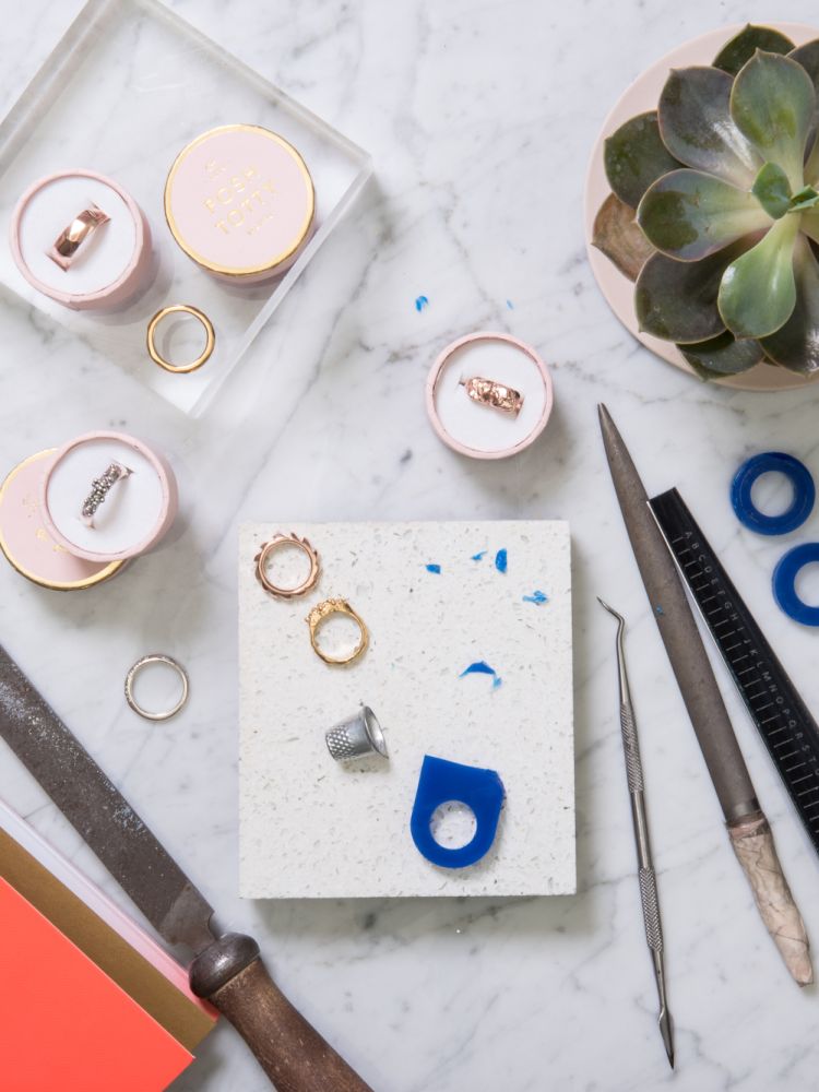 the tools needed for a ring making workshop laid out on a table