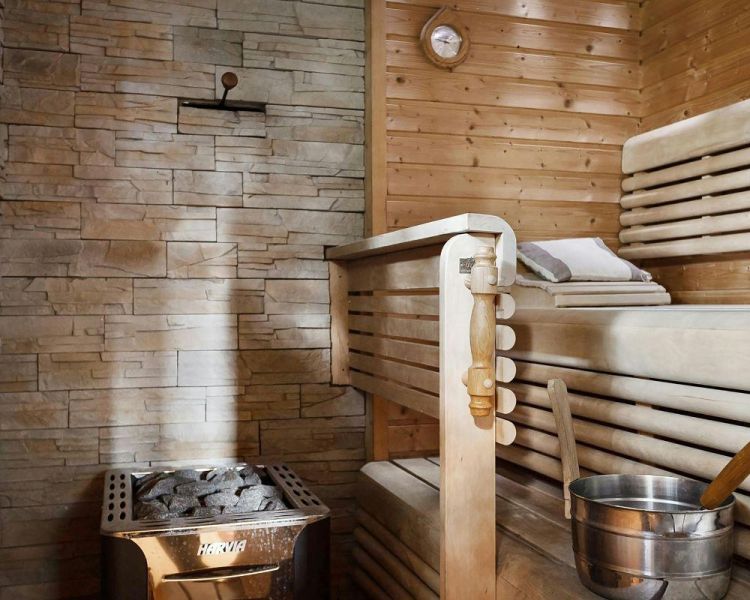 Inside a sauna