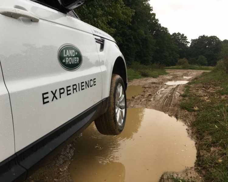 close up of door of a 4x4 land rover on an off road driving experience