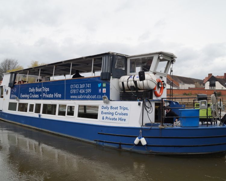 the sabrina river cruise boat sailing along the river severn in shropshire