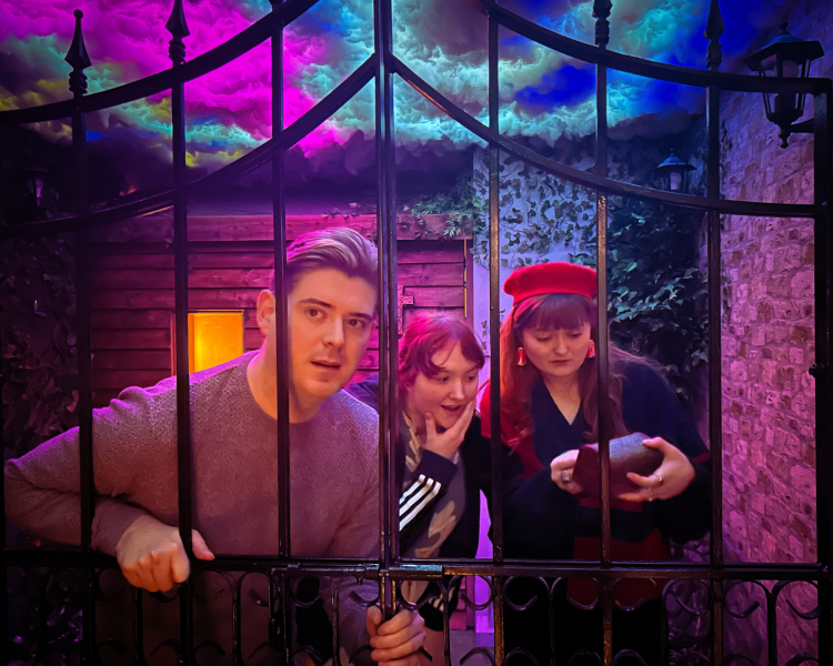 three people in an escape room in liverpool called the haunting
