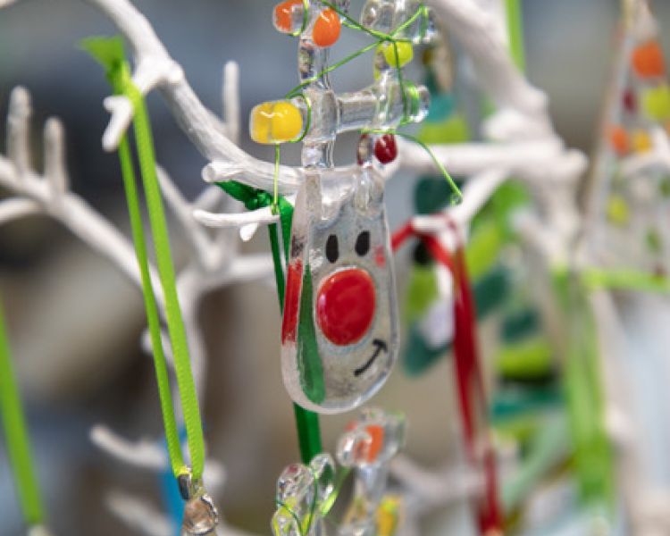 example of a decoration made out of fused coloured glass