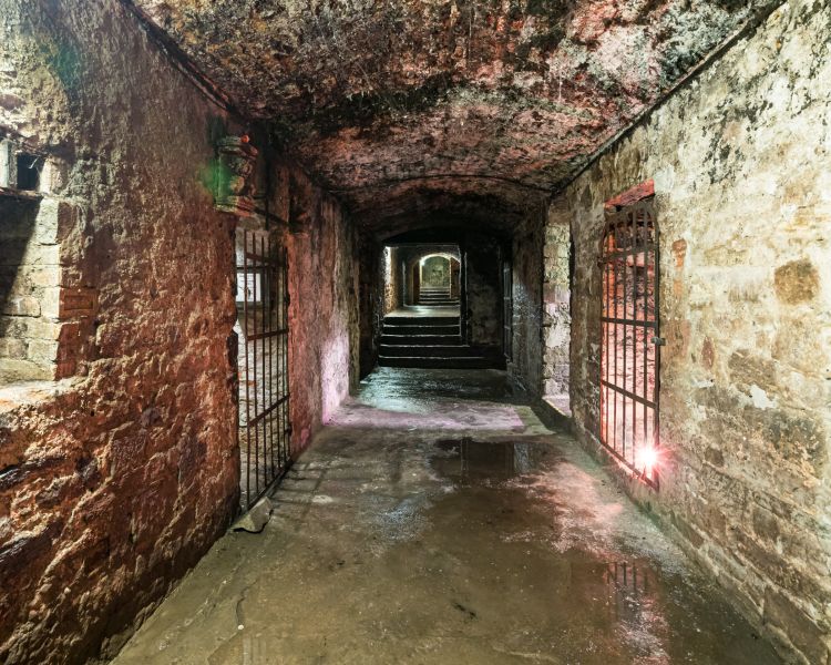 View of the underground vaults seen on a vaults and graveyard walking tour in edingburgh