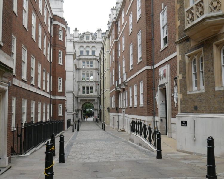 A london street seen on a bridget jones film locations walking tour in london