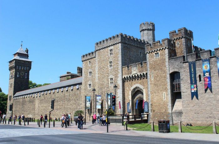 View of cardiff castle on a doctor who locations walking tour in cardiff