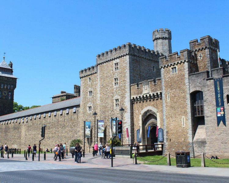 View of cardiff castle on a doctor who locations walking tour in cardiff