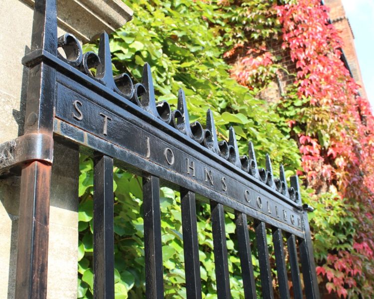 Sign for st johns college seen on an inspector morse walking tour in oxford