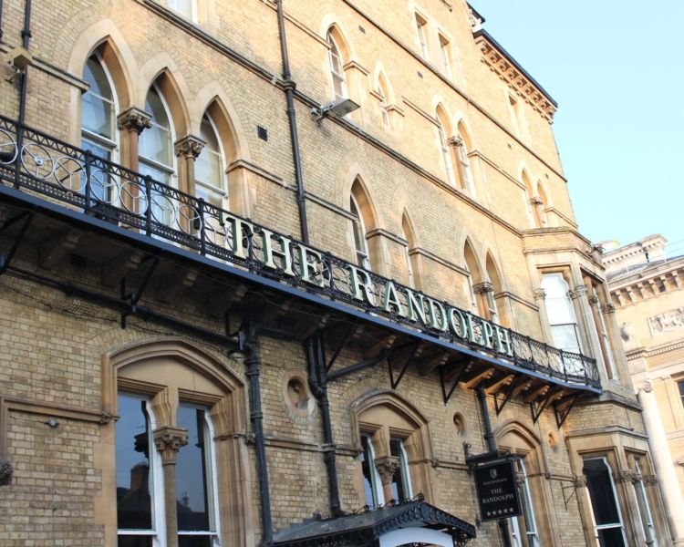 The front of the randolph hotel seen on an inspector morse walking tour in oxford