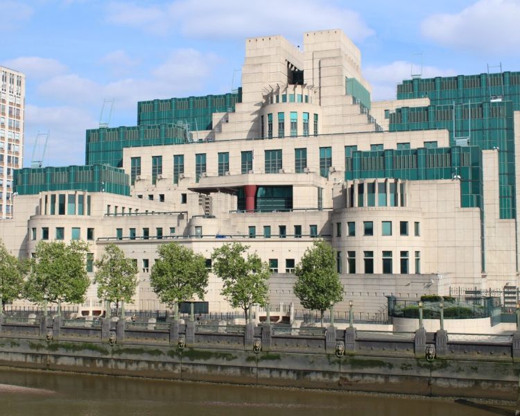 The mi6 building seen on a spy movie film locations walking tour in london