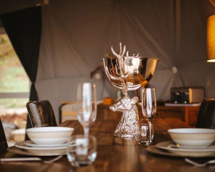 Dining table inside star dome