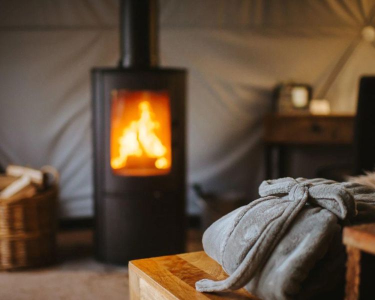 Log burner inside star dome