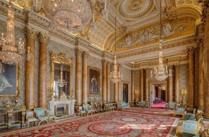View of one of the state rooms at buckingham palace