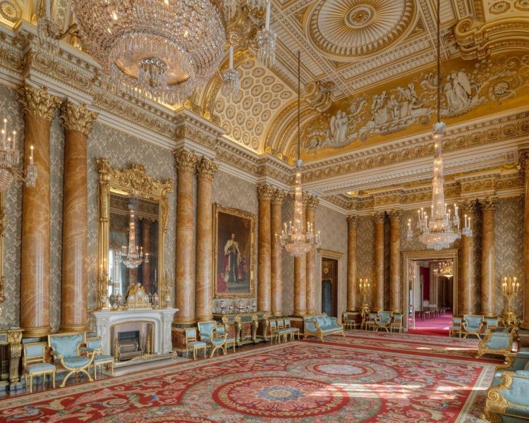 View of one of the state rooms at buckingham palace