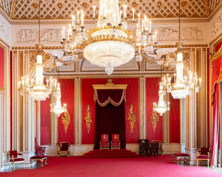 The throne room seen on a visit to buckingham palace