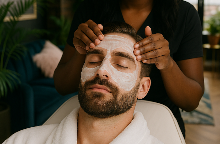 gentleman having a facial treatment