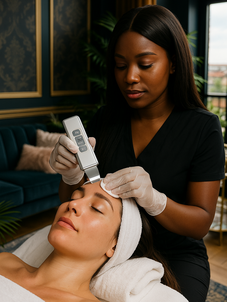 woman having a facial treatment as part of a facial experience in london