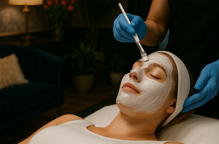 woman having a maternity facial experience in london