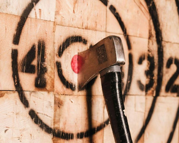Axe in a wooden target