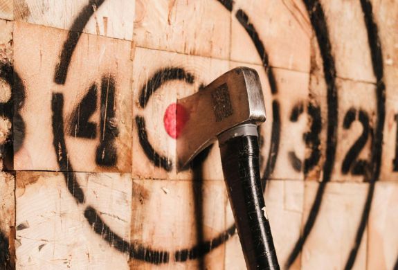 Axe in a wooden target