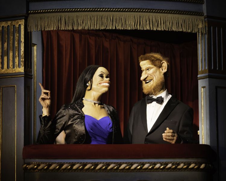 meghan and harry in idiots assemble: the spitting image musical