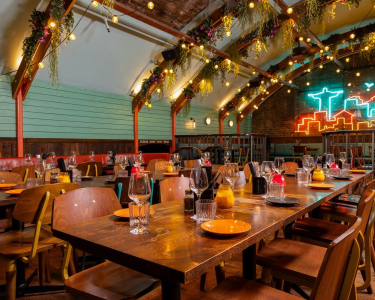 The interior of las iguanas restaurant in london