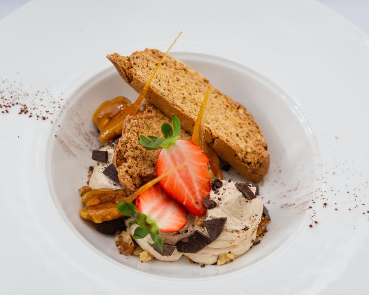 dessert plated up served at four star shropshire hotel
