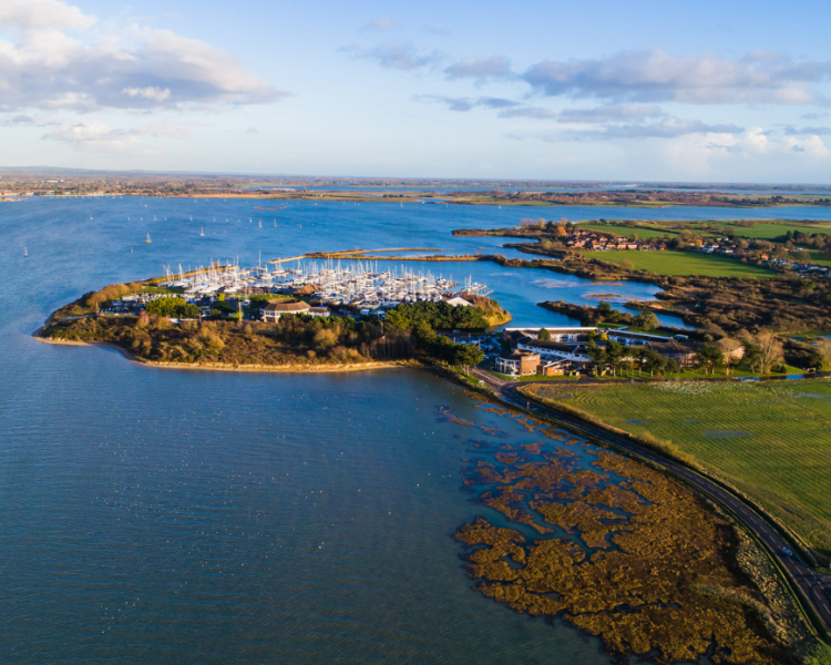 aerial view of the harbour in hampshire