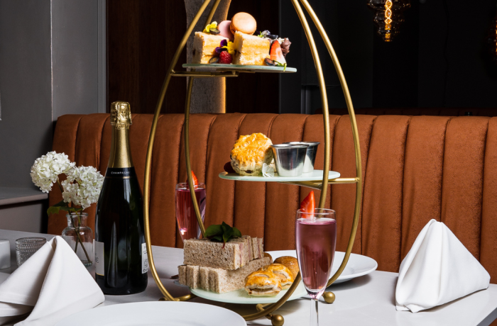 afternoon tea laid out on table at hotel in lancashire