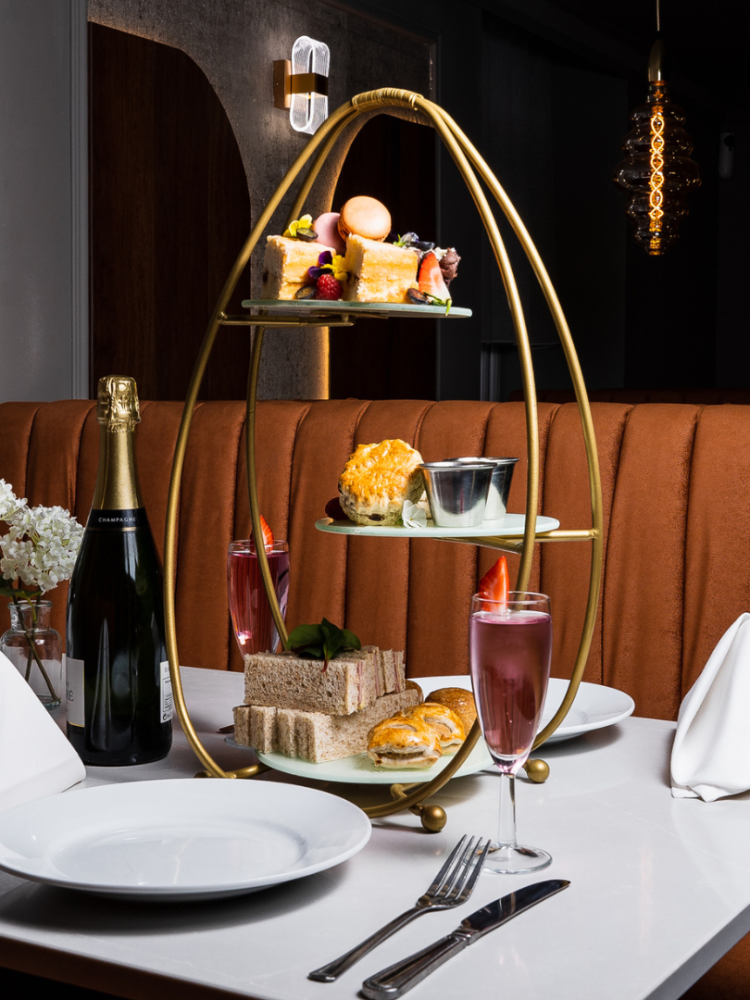 afternoon tea laid out on table at hotel in lancashire