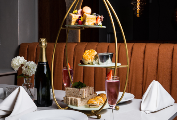 afternoon tea laid out on table at hotel in lancashire