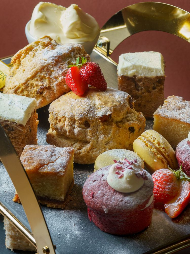 close up of cakes included in an afternoon tea at hotel in lancashire