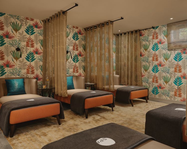 the spa relaxation area at a hotel golf and spa resort in suffolk