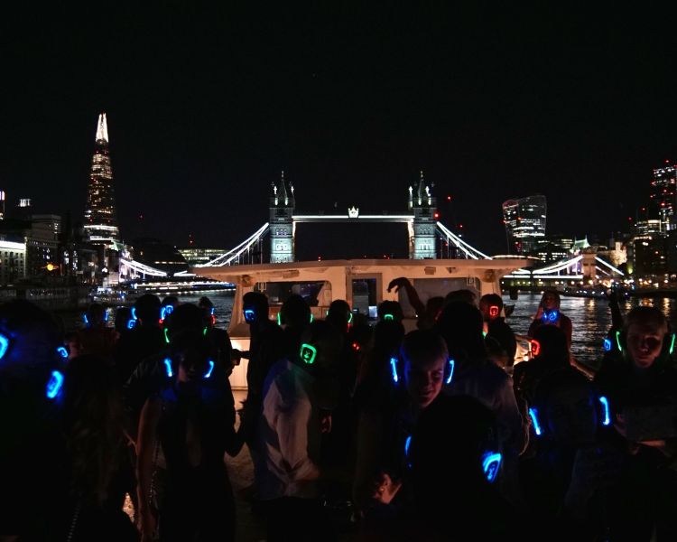 silent sounds party on a river cruise on the thames