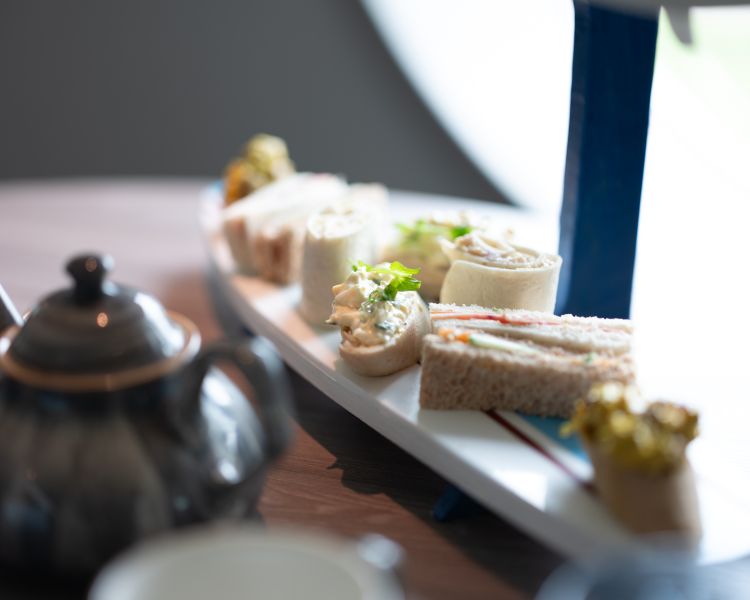 close up of the sandwiches for an afternoon tea at a hotel and spa in hampshire