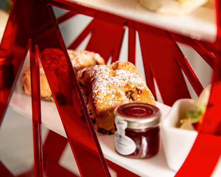 close up of scones with jam and cream for an afternoon tea at a hotel and spa in oswestry shropshire