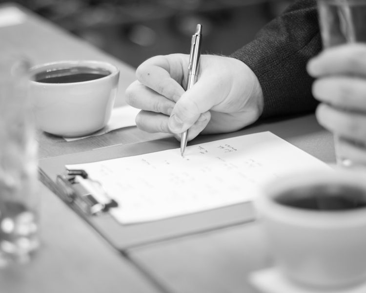making notes on a create your own coffee blend experience