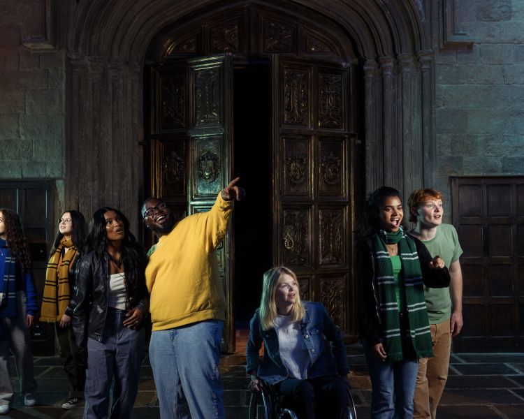 Visitors amazed entering the great hall at warner bros studio tour london