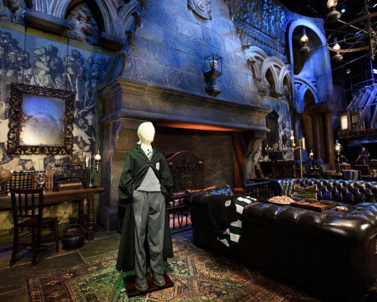 Draco malfoy costume in the slytherin common room at warner bros studio tour london