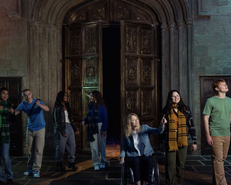 Visitors entering the great hall at warner bros studio tour london