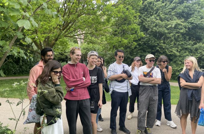 Group of people on a foraging experience in hackney marshes