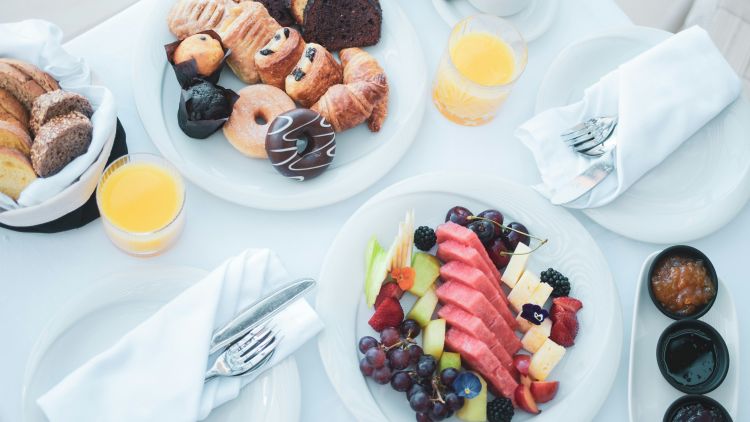 Breakfast in hotel restaurant