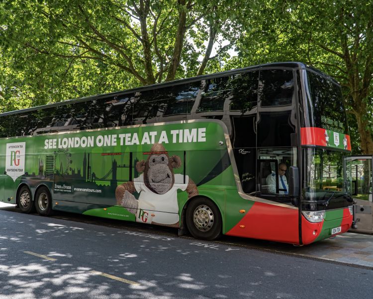 A pg tips afternoon tea tour bus in london