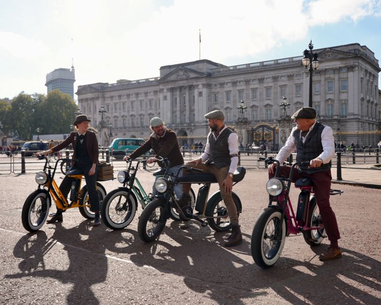 Tour group on ebikes at buckingham palace