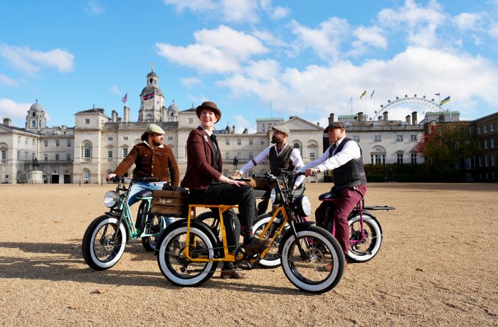 Tour group on ebikes at horseguards parade in london